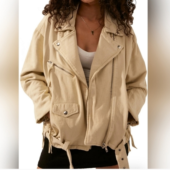 Free People Rebel Rebel cotton motto jacket Size M - Picture 9 of 10